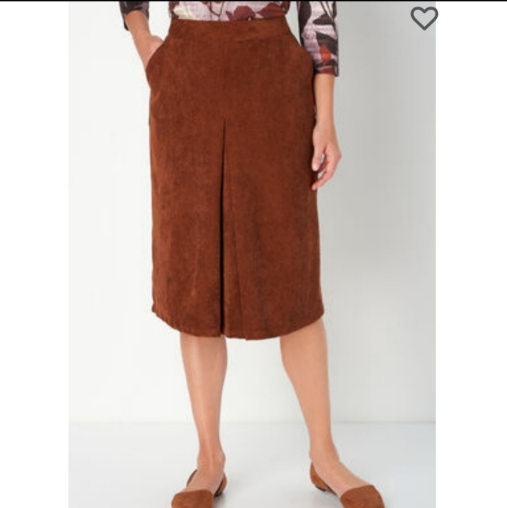 Christopher & Banks Pleated Corduroy Midi Skirt